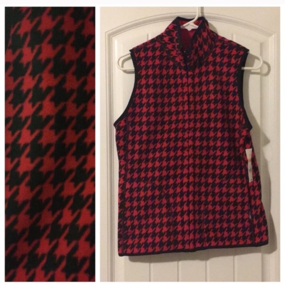 Red and Black Houndstooth Reversible Vest